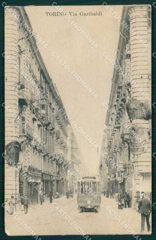 Torino Città Via Garibaldi Tram cartolina MZ7804 – fronte