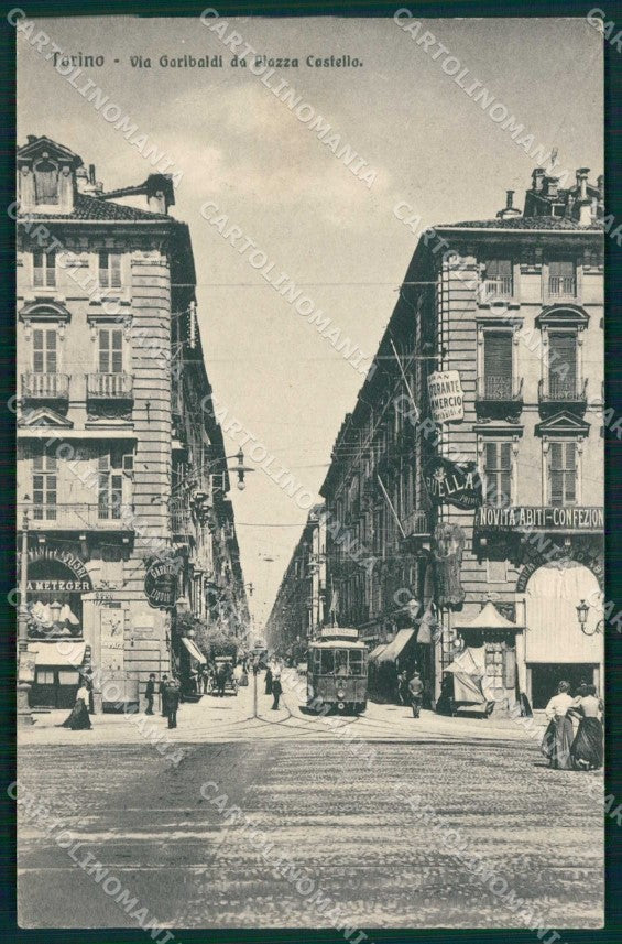 Torino Città Via Garibaldi da Piazza Castello Tram Brunner 4684 cartolina MZ7805 – fronte
