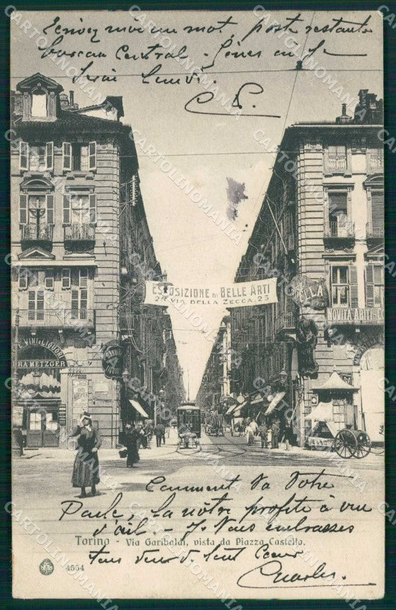 Torino Città Via Garibaldi da Piazza Castello Tram Brunner 4554 cartolina MZ7806 – fronte