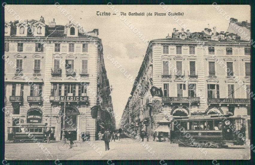 Torino Città Via Garibaldi da Piazza Castello Tram cartolina MZ7808 – fronte