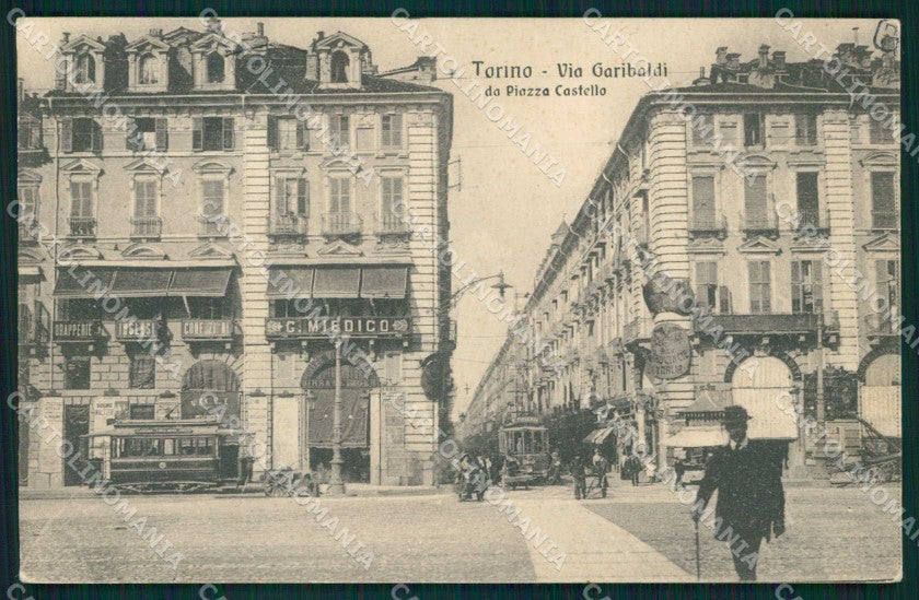 Torino Città Via Garibaldi da Piazza Castello Tram cartolina MZ7809 – fronte