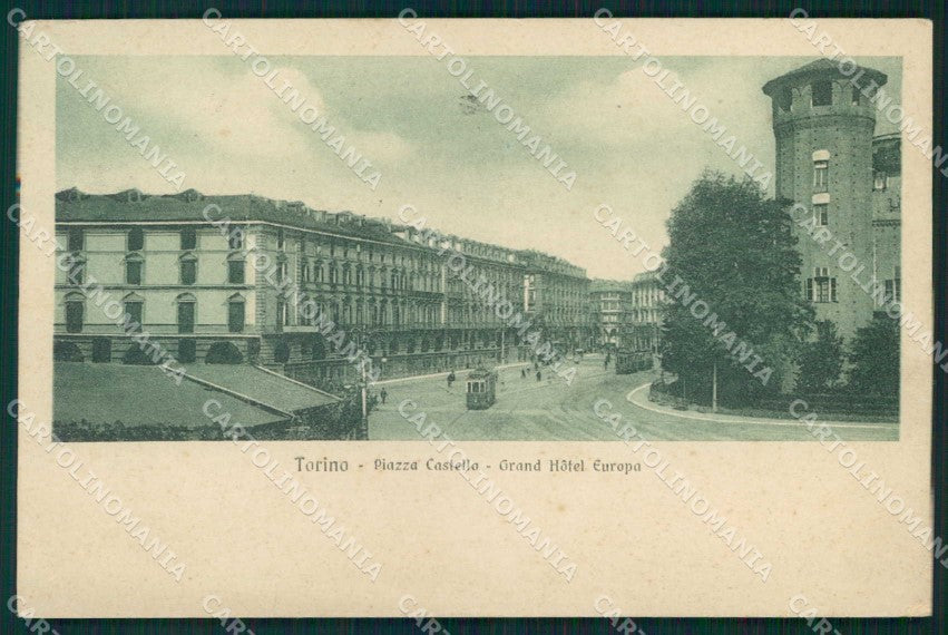 Torino Città Piazza Castello Tram Grand Hotel Europa cartolina MZ7836 – fronte