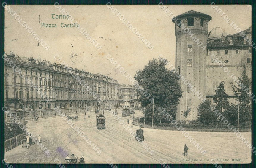 Torino Città Piazza Castello Tram Modiano 10086 cartolina MZ7837 – fronte