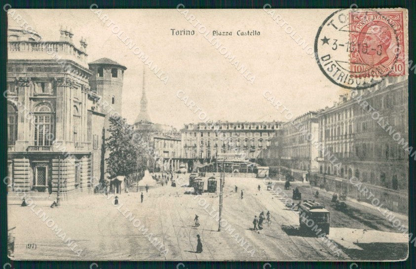 Torino Città Piazza Castello Tram cartolina MZ7854 – fronte