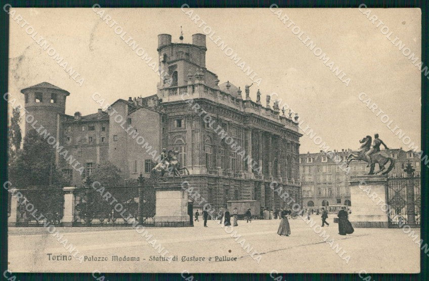 Torino Città Palazzo Madama Statue Castore Polluce ABRASA cartolina MZ7869 – fronte