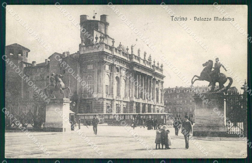Torino Città Palazzo Madama Statue Castore Polluce Tramway cartolina MZ7872 – fronte