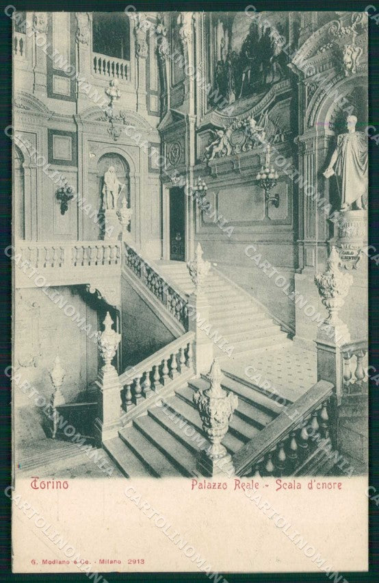 Torino Città Palazzo Reale Scala d'Onore Modiano 2913 cartolina MZ7909 – fronte