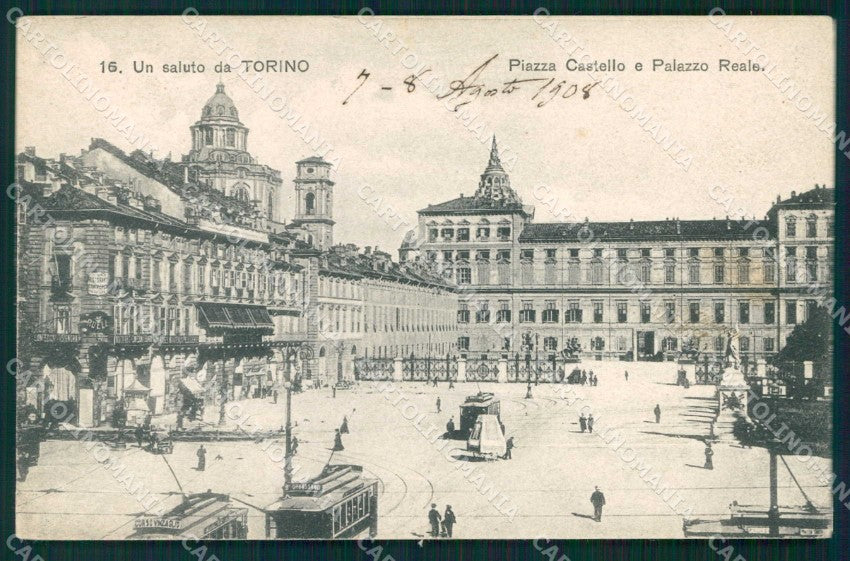 Torino Città Saluto da Piazza Castello Tram Palazzo Reale cartolina MZ7932 – fronte