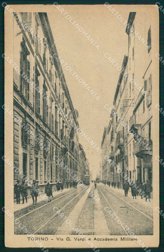 Torino Città Accademia Militare Tram Via Verdi cartolina MZ7988 – fronte