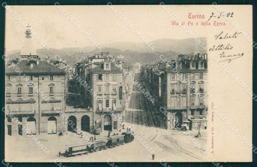 Torino Città Via Po Tramway Via della Zecca Modiano 2725 cartolina MZ7992 – fronte