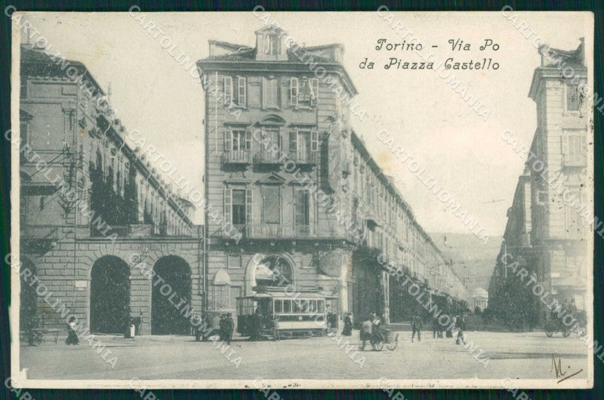 Torino Città Via Po da Piazza Castello Tram cartolina MZ7995 – fronte