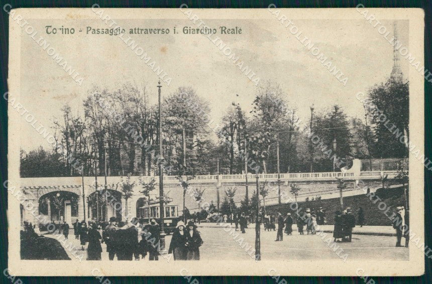 Torino Città Passaggio Attraverso Giardino Reale Tram cartolina MZ8035 – fronte