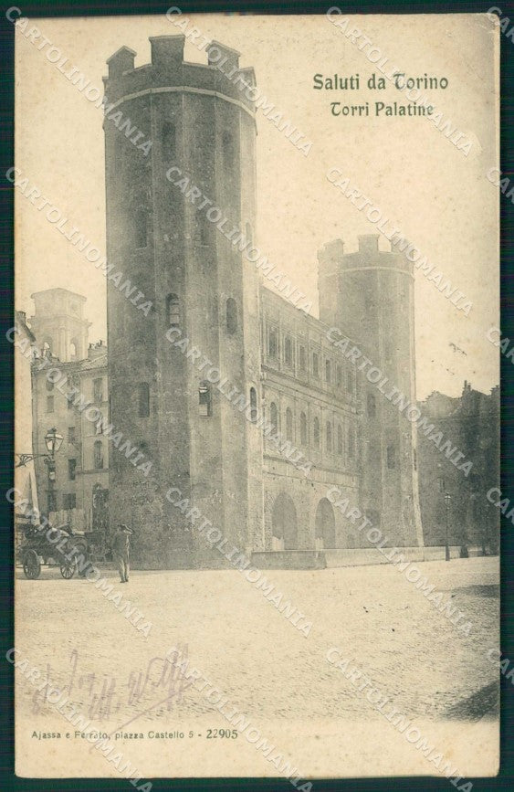 Torino Città Saluti da Torri Palatine PIEGHINA cartolina MZ8060 – fronte
