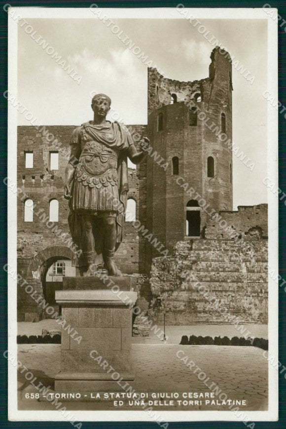 Torino Città Torre Palatina Statua Giulio Cesare Foto cartolina MZ8082 – fronte