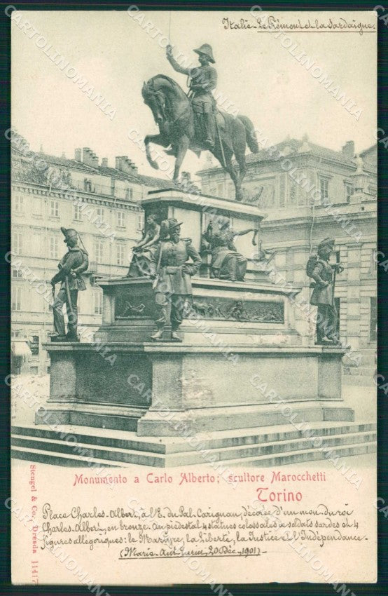 Torino Città Monumento Re Carlo Alberto Stengel 11417 ABRASA cartolina MZ8090 – fronte