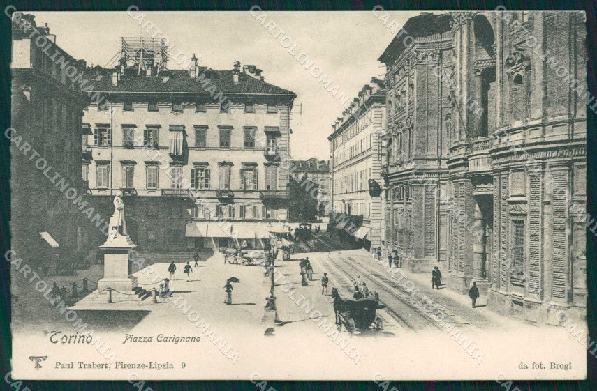 Torino Città Piazza Carignano Trabert cartolina MZ8116 – fronte