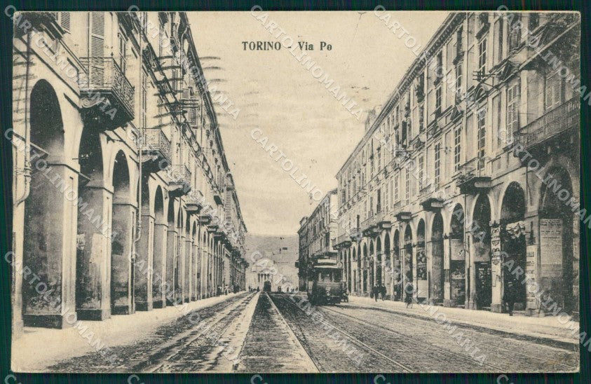Torino Città Via Po Tram cartolina MZ8137 – fronte