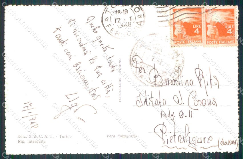 Torino Città Via Po Tram Nuova Chiesa dell'Annunziata Foto cartolina MZ8162 – retro