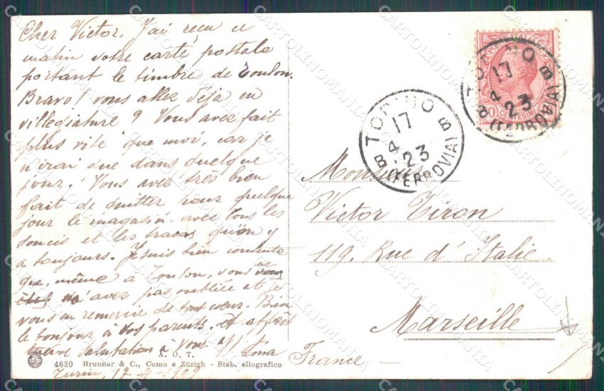Torino Città Mole Antonelliana Brunner 4620 PIEGHINA cartolina MZ8230 – retro