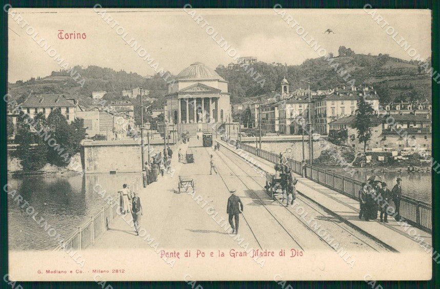 Torino Città Ponte di Po Tram Gran Madre di Dio Modiano 2812 cartolina MZ8251 – fronte