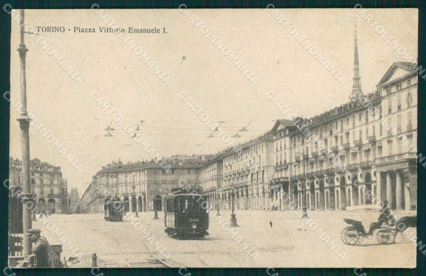 Torino Città Piazza Vittorio Emanuele Tram cartolina MZ8254 – fronte