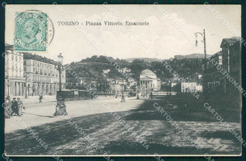 Torino Città Piazza Vittorio Emanuele Tram cartolina MZ8259 – fronte