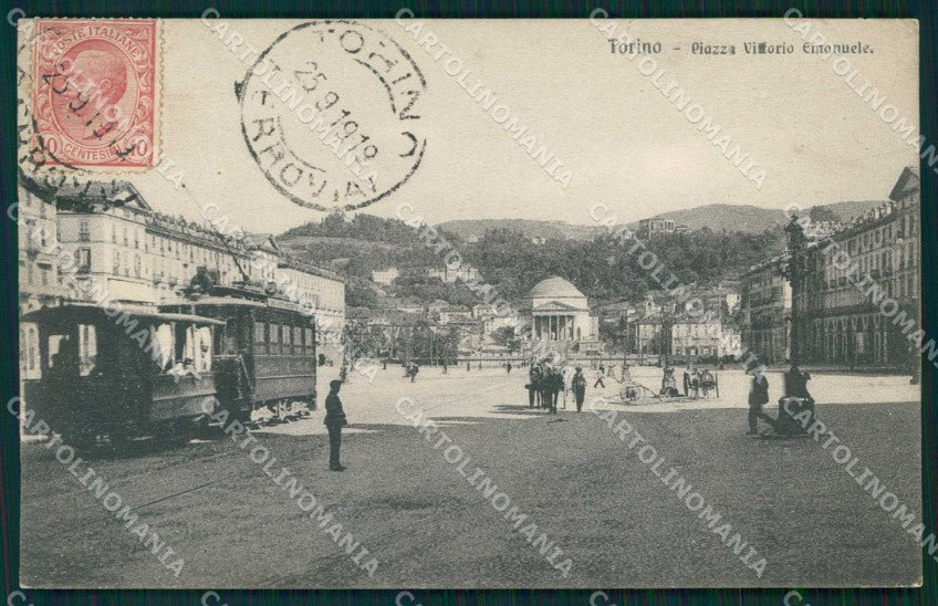 Torino Città Piazza Vittorio Emanuele Tram Brunner 4710 cartolina MZ8266 – fronte