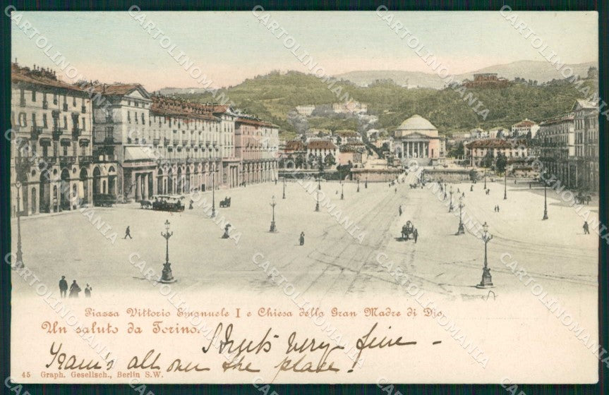 Torino Città Saluto da Piazza Vittorio Emanuele Gran Madre Dio cartolina MZ8273 – fronte