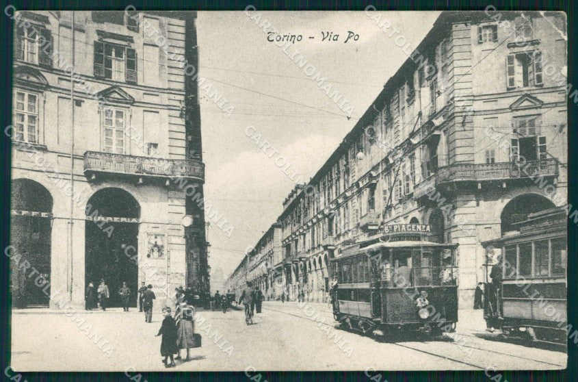 Torino Città Via Po Tram PIEGHINE cartolina MZ8277 – fronte