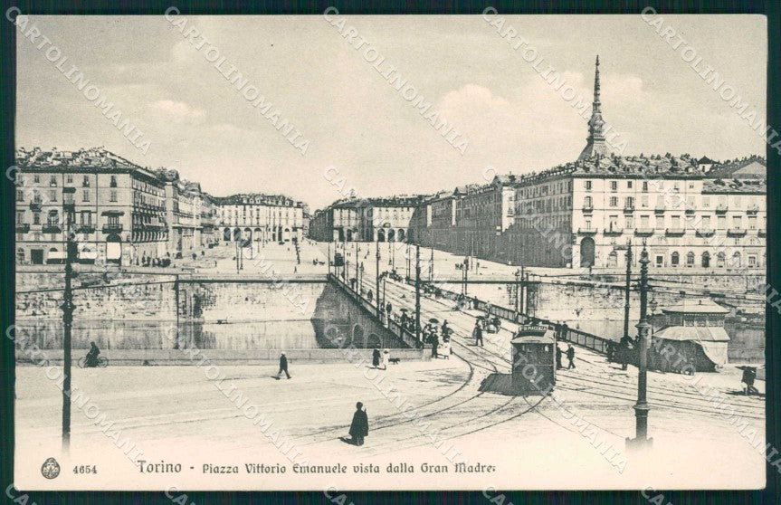 Torino Città Piazza Vittorio Emanuele Tram Brunner 4654 cartolina MZ8310 – fronte