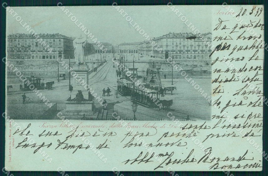 Torino Città Piazza Vittorio Emanuele Tramway Cavallo cartolina MZ8315 – fronte