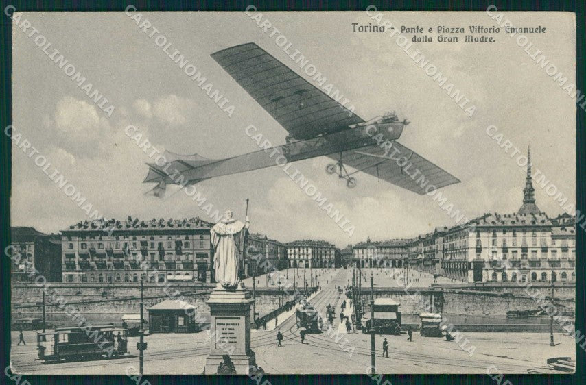 Torino Città Piazza Vittorio Emanuele Aviazione cartolina MZ8316 – fronte