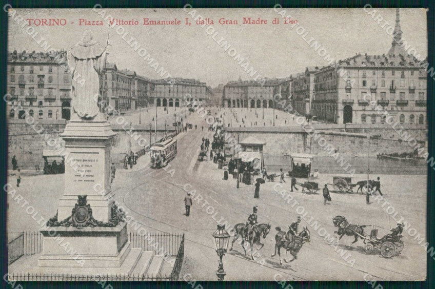 Torino Città Piazza Vittorio Emanuele Tram cartolina MZ8322 – fronte