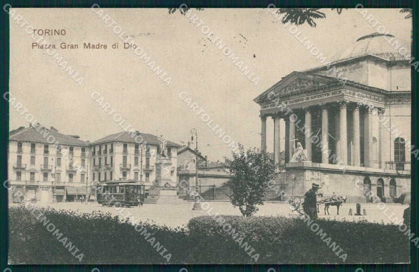 Torino Città Piazza Gran Madre di Dio Tram RIFILATA cartolina MZ8331 – fronte