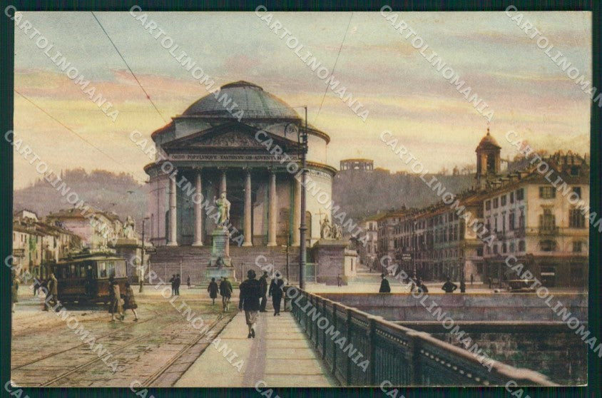 Torino Città Chiesa Gran Madre di Dio Tram cartolina MZ8334 – fronte
