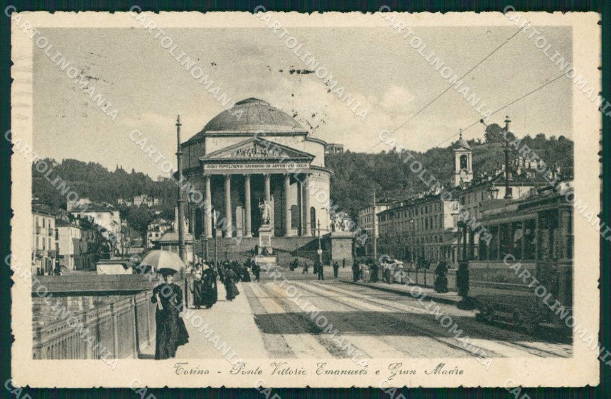 Torino Città Ponte Vittorio Emanuele Tram Gran Madre di Dio cartolina MZ8336 – fronte