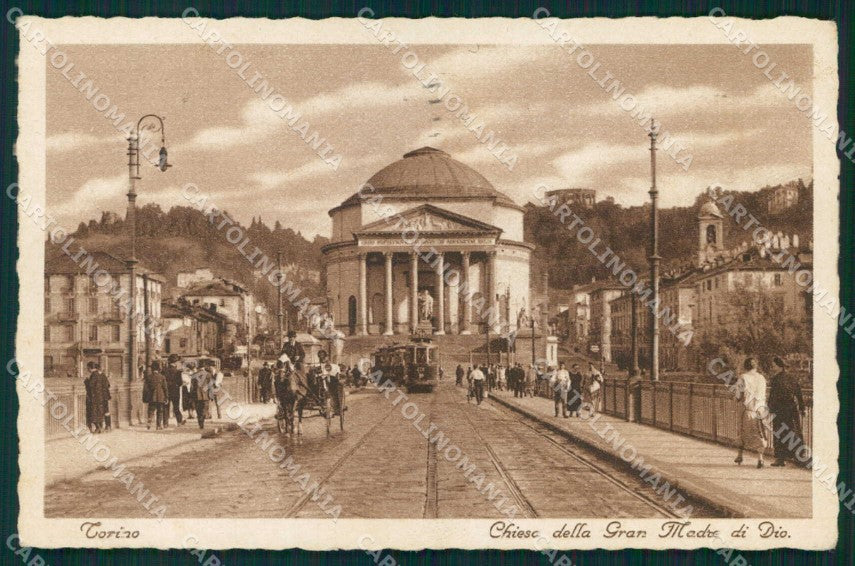 Torino Città Chiesa Gran Madre di Dio Tram cartolina MZ8337 – fronte