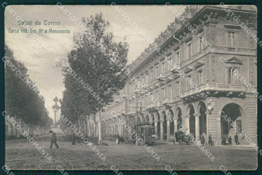 Torino Città Saluti da Corso Vittorio Emanuele II Tram cartolina MZ8374 – fronte