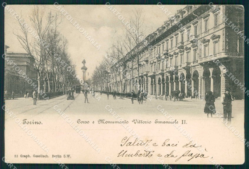 Torino Città Corso Monumento Vittorio Emanuele II Tram cartolina MZ8377 – fronte