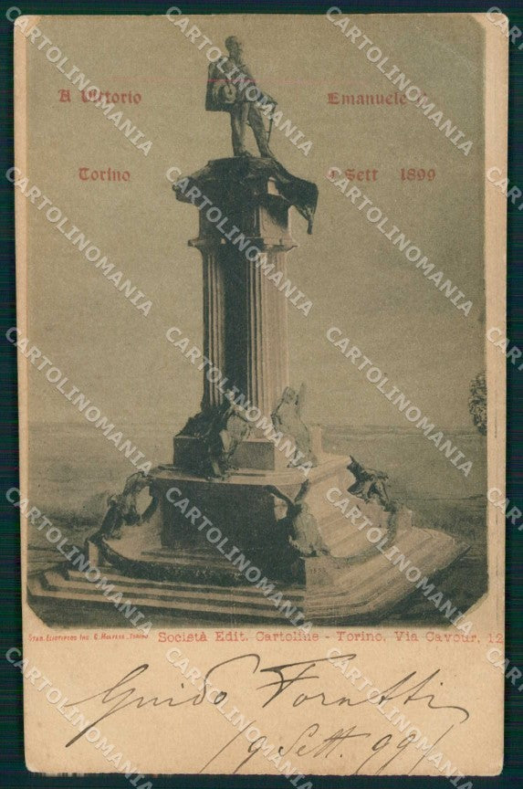Torino Città Monumento Vittorio Emanuele II PIEGHINA cartolina MZ8401 – fronte