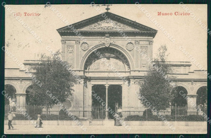 Torino Città Museo Civico RIFILATA ABRASA cartolina MZ8407 – fronte