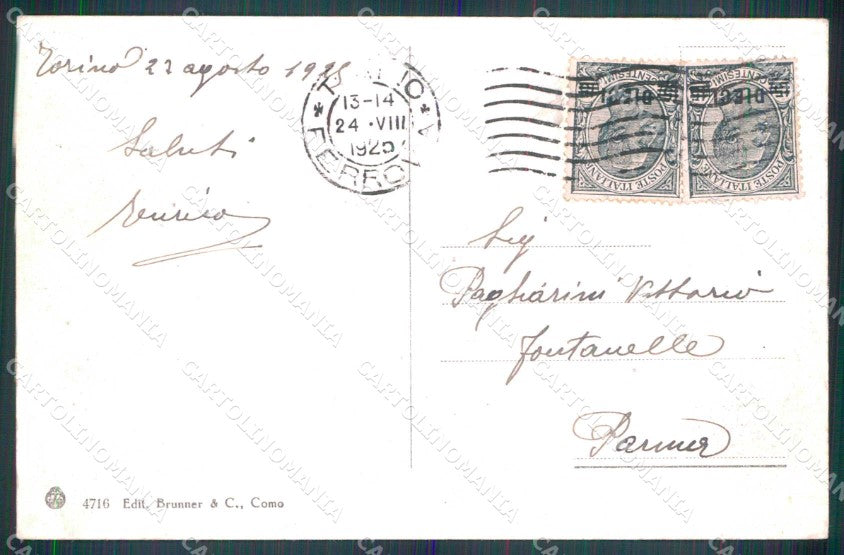 Torino Città Giardini Piazza Carlo Felice Brunner 4716 cartolina MZ8451 – retro