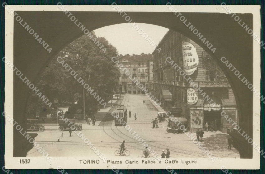 Torino Città Piazza Carlo Felice Caffè Ligure Tram Foto cartolina MZ8529 – fronte