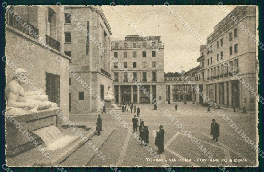 Torino Città Via Roma Fontane Po Dora cartolina MZ8543 – fronte