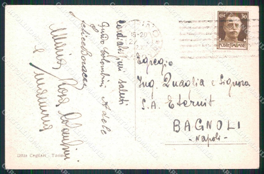 Torino Città Via IX Maggio Albergo Principi Piemonte Notturno cartolina MZ8544 – retro