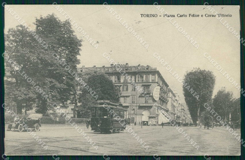 Torino Città Piazza Carlo Felice Tram Corso Vittorio cartolina MZ8555 – fronte