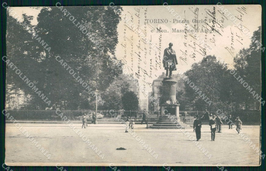 Torino Città Monumento Massimo D'Azeglio Piazza Carlo Felice cartolina MZ8563 – fronte