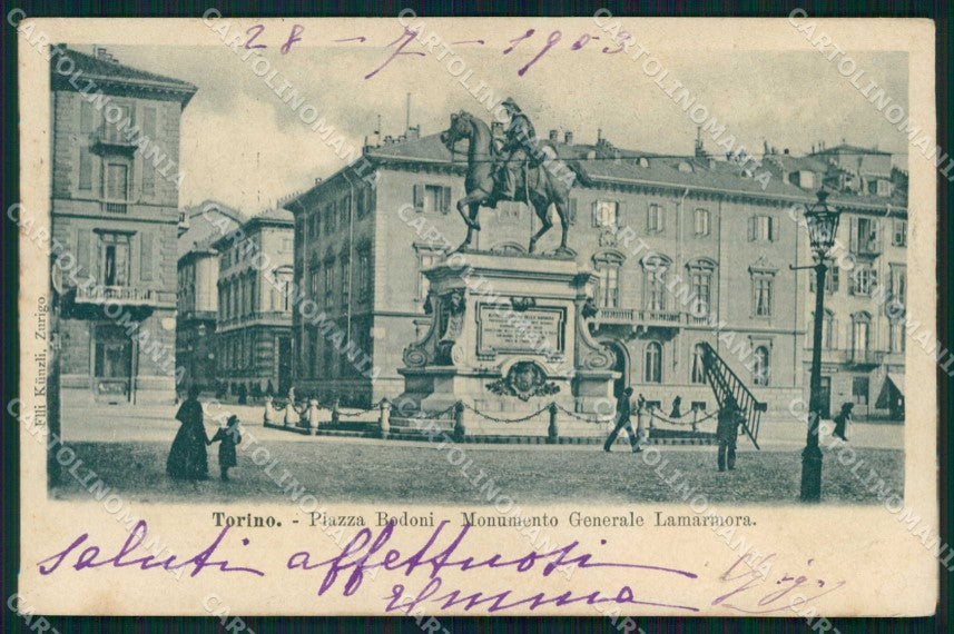 Torino Città Piazza Bodoni Monumento Lamarmora Kunzli 2439 cartolina MZ8599 – fronte