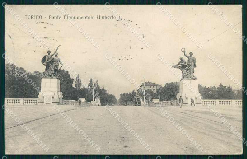 Torino Città Ponte Monumentale Umberto I Tram cartolina MZ8624 – fronte