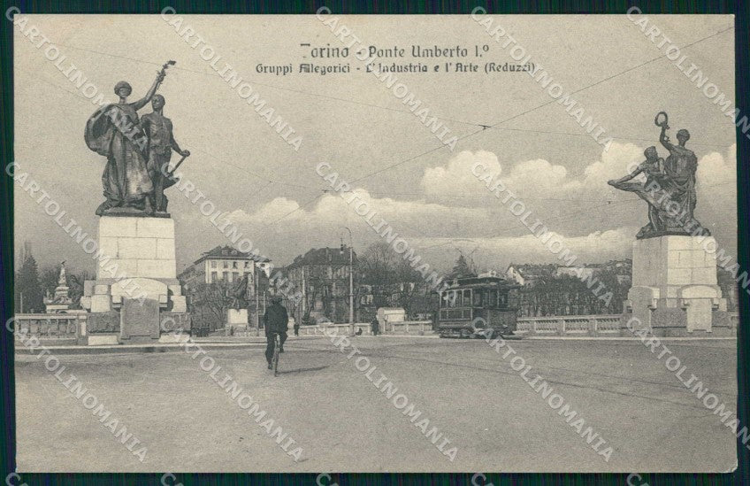 Torino Città Ponte Umberto I Gruppi Allegorici Tram cartolina MZ8626 – fronte